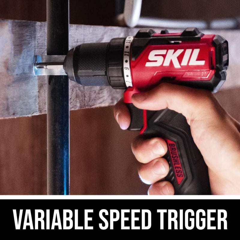 SKIL PWR CORE 12 Brushless 12V 1/2" Compact Variable-Speed Drill Driver Kit with 1/2'' Single-Sleeve, Keyless Chuck & LED Worklight Including 2.0Ah Battery and PWR JUMP Charger - DL6290A-10 - Image 5